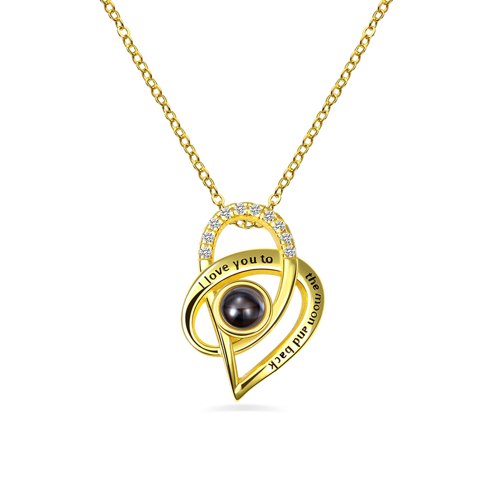 Loveyoufancy Custom Photo Projection Necklace with I Love You in 100 Languages