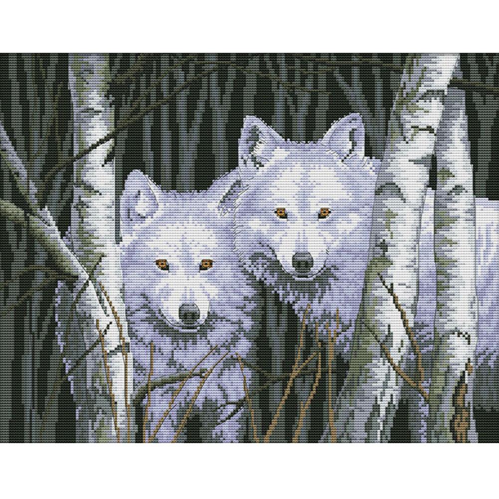 

Wolf In The Forest - 14CT Stamped Cross Stitch - 44*35cm, 501 Original