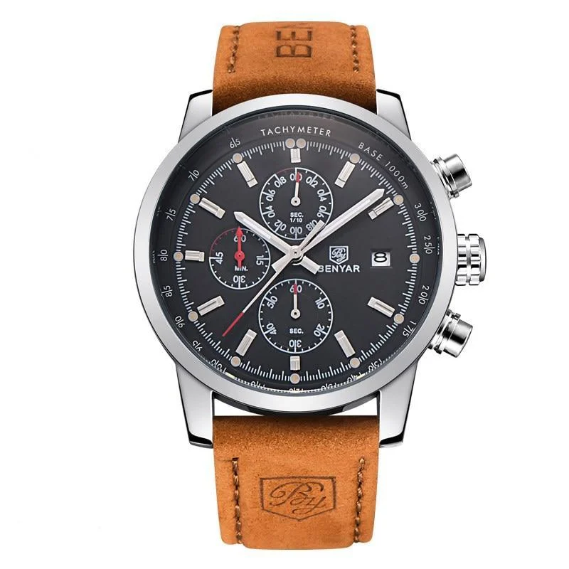 Grandio Leather Chronograph Watch