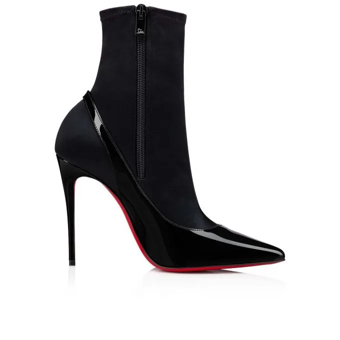 100mm Women's Pointed Rhinestone Stitching High Heel Boots Stretch Boots Red Bottom Ankle Boots-vocosishoes
