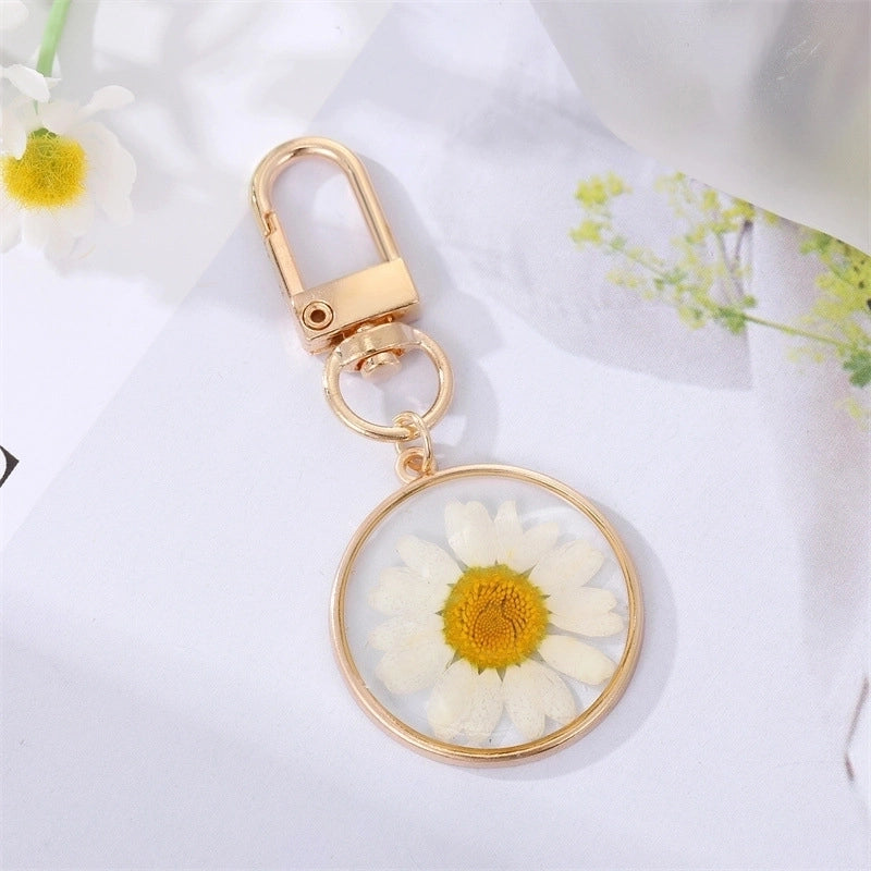 Colorful Oil Mushroom Feather Keychain Dried Flower Leaves Bag Pendant Accessories