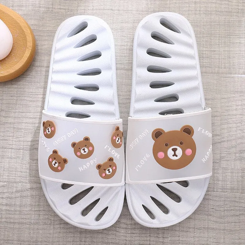 Women's Slippers Hollow Lovely Cartoon Slides Women Fashion Female Summer Slippers PVC Massage Bathing Slippers