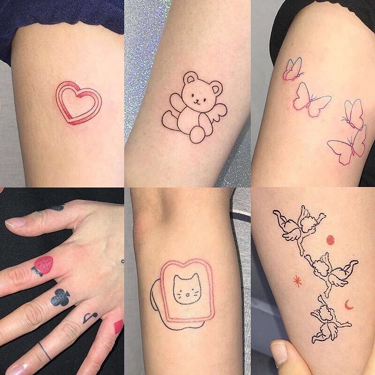 48pcs/ Cute Bear & Friends Small Temporary Tattoo - Gotamochi Kawaii Shop, Kawaii Clothes