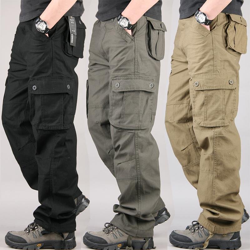 Cotton Wear-resistant Cargo Pants Straight-leg Trousers Work Labor Protection Loose Plus