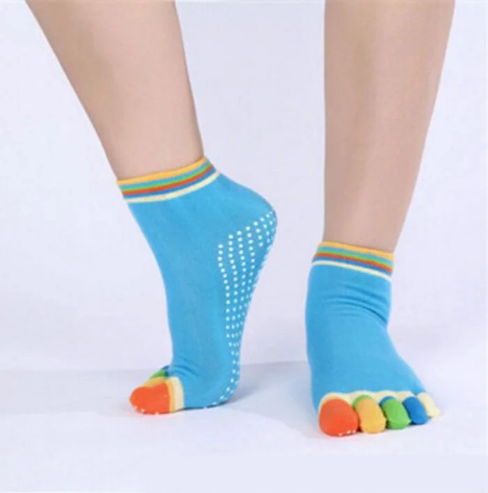 CUHAKCI Cotton Socks Five Fingers Multicolor Socks Yuga Skid Resistance Dots Pattern Printing Femme Dance Women's Toe Socks Girl