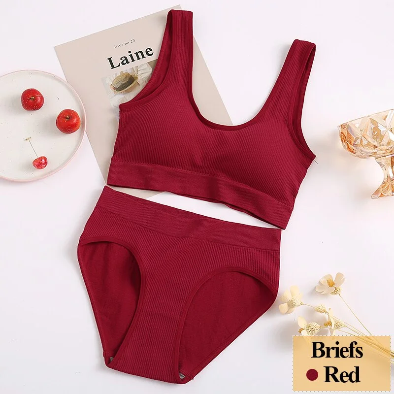 Women Bra Set Female Tube Tops Tank + Panties Vest U-Shaped Back Underwear Seamless Lingerie Female Bralette Backless Crop Tops