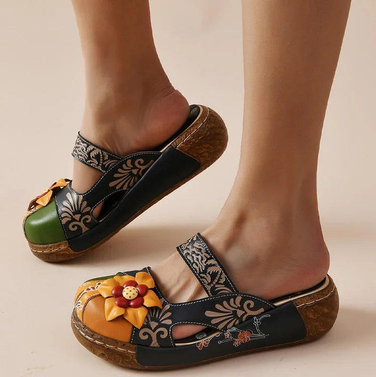 Women's Comfy Soft Daily Print Platform Heel Sandals