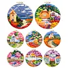 (Multi-Style) Scenery-DIY Embroidery Kit with Pattern Cotton Threads Needles Hoop 30*30cm/11.81*11.81in tapestrymarket