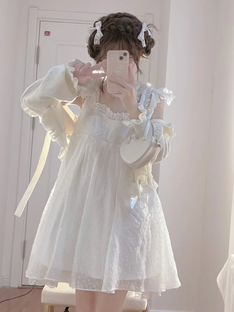 White Kawaii Sweet Chic Elegant Cute Princess Party Dress PE022