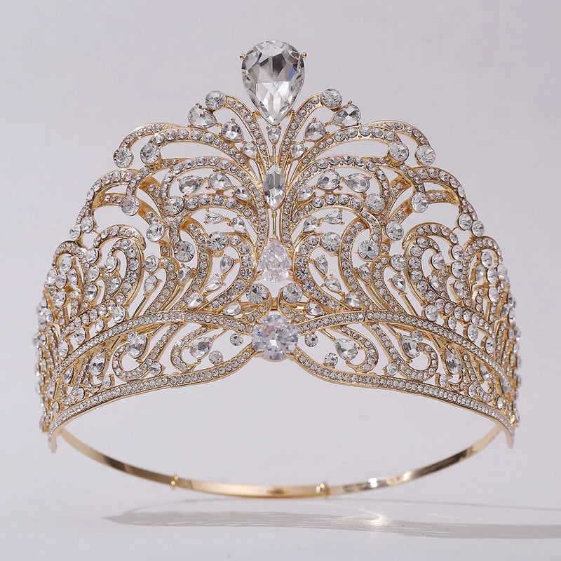 Queen Bridal Crown Alloy Inlay Artificial Crystal Rhinestones Zircon Crown