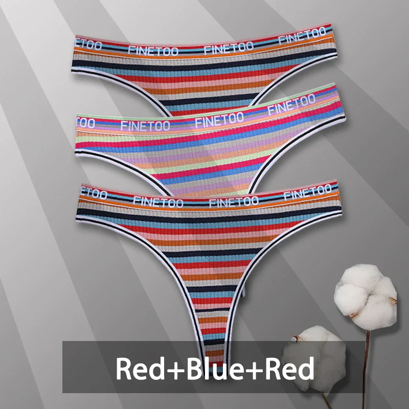 Billionm Colorful Cotton Panties for Women Sexy Striped Underwear G-string Thong Panty Female Breathable Soft Intimate Lingerie