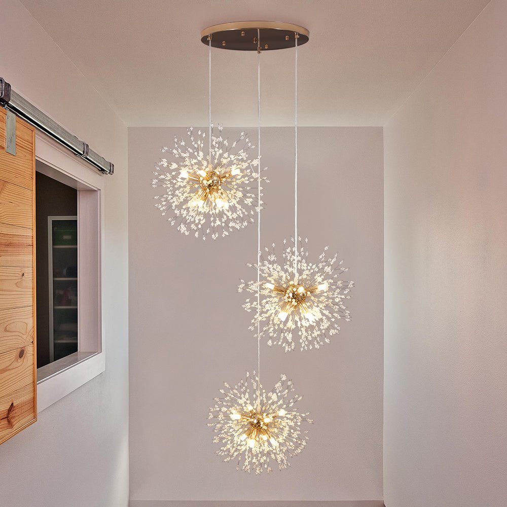 Brass Cluster Firework Dandelion Pendant Chandelier