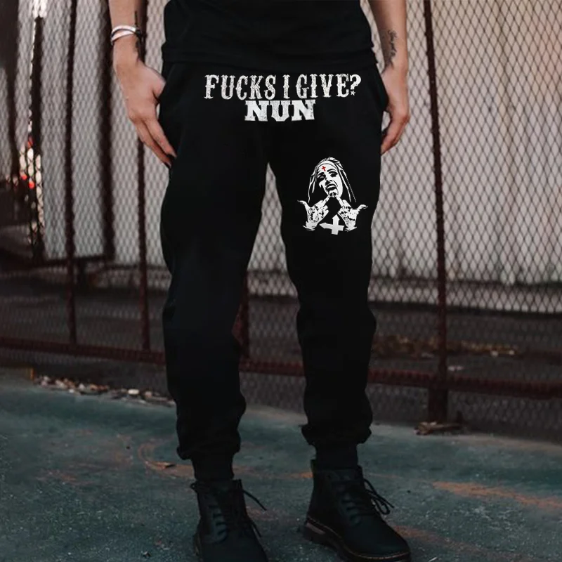 F**Ks I Give? Nun Print Men's Sweatpants
