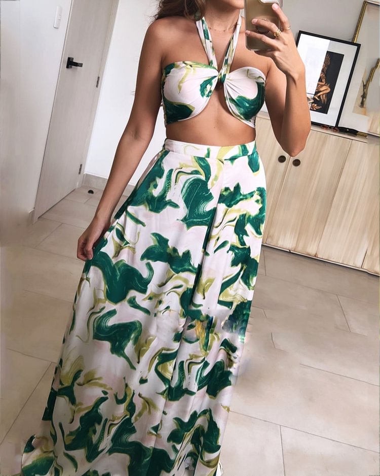 Casual Printed Top & Pants Two-Piece Set
