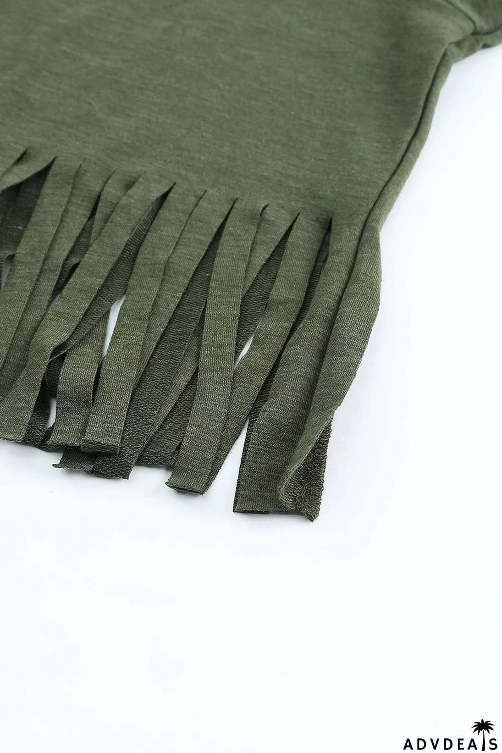 Fringe Hem V Neck T Shirt