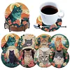 Un ensemble (8pcs) chat en bois - 5d bricolage artisanat sous-verres