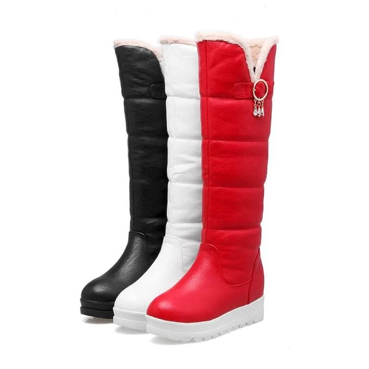 [Ready Stock] Black/White/Red Faux Fur Winter Warm Boots SP310