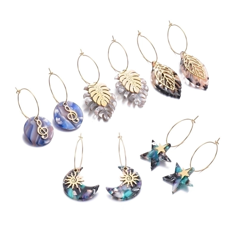 1 Pair Minimalist Geometric Plating Inlay Stainless Steel Acrylic Resin Drop Earrings