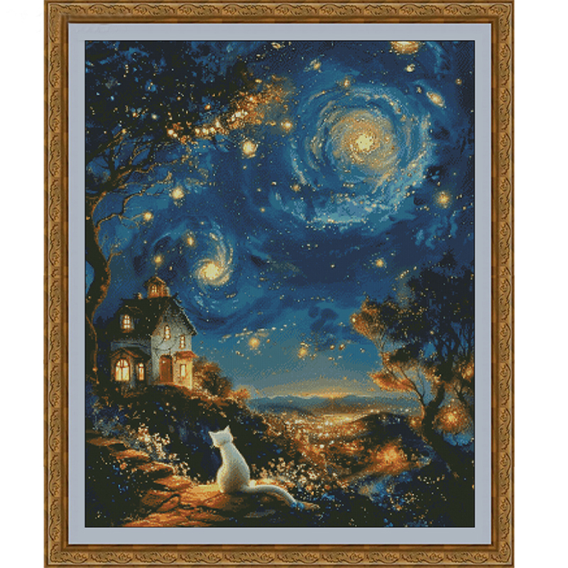 【Fairy Brand】Starry Sky 14CT Pre-stamped Canvas(65*78cm) 55 Colors Egyptian Cotton Cross Stitch