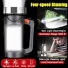Rechargeable Solar High Power Searchlight Big Flashlight Waterproof for Outdoor