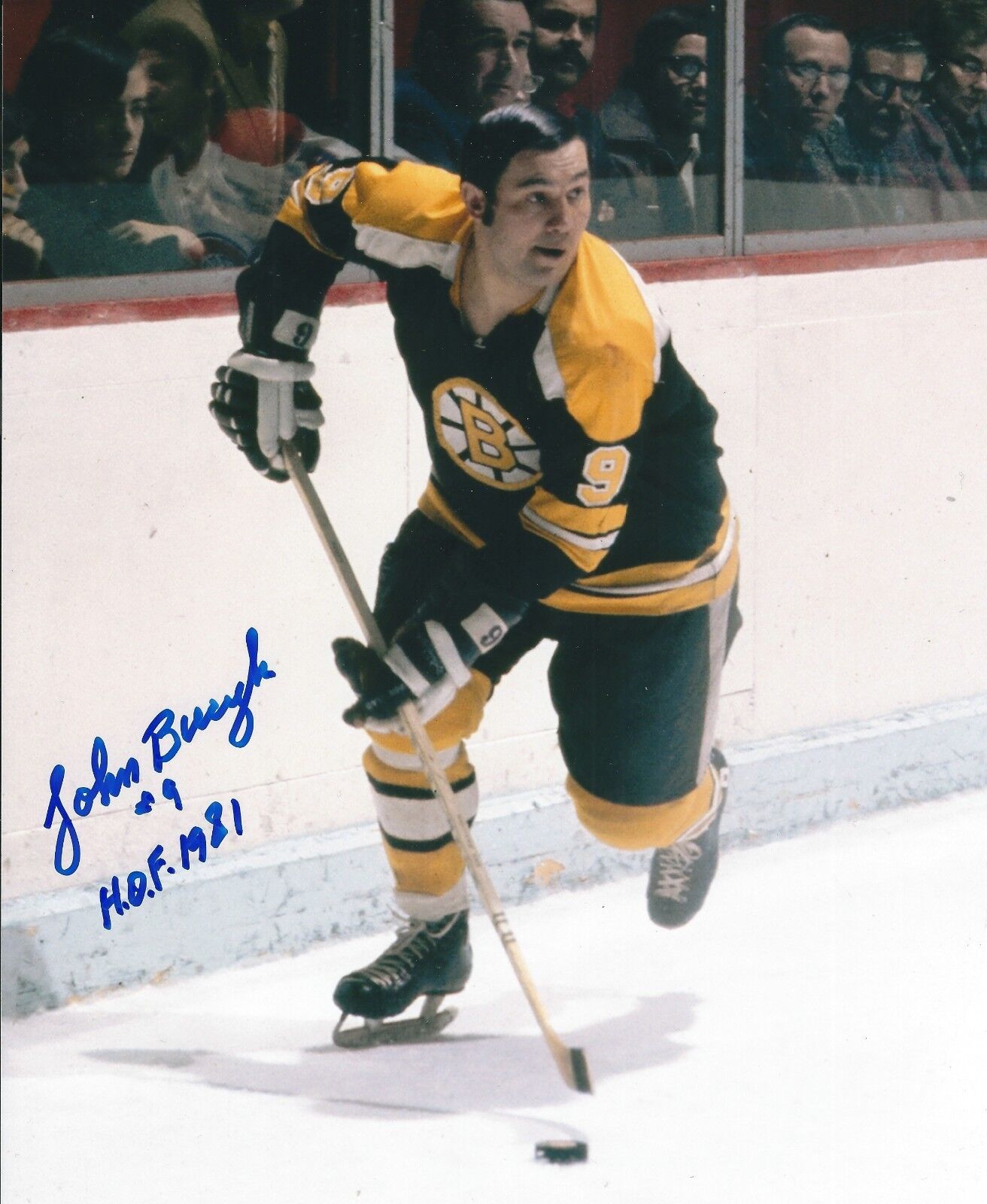 Signed 8x10 JOHNNY BUCYK HOF 1981 Autographed Boston Bruins Photo Poster painting - COA