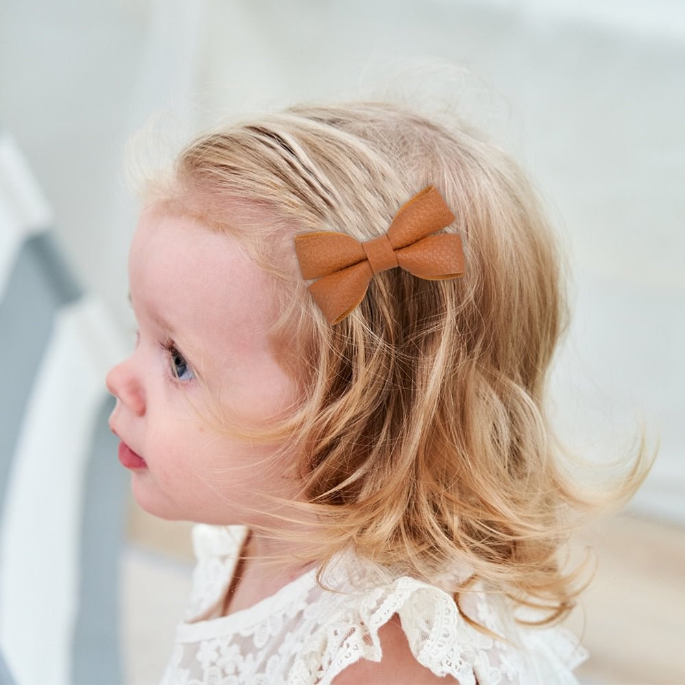 1Piece Pu Leather Bowknots Hair Clips For Cute Girls Handmade Hairpins Boutique Barrettes Headwear Kids Hair Accessories Gifts