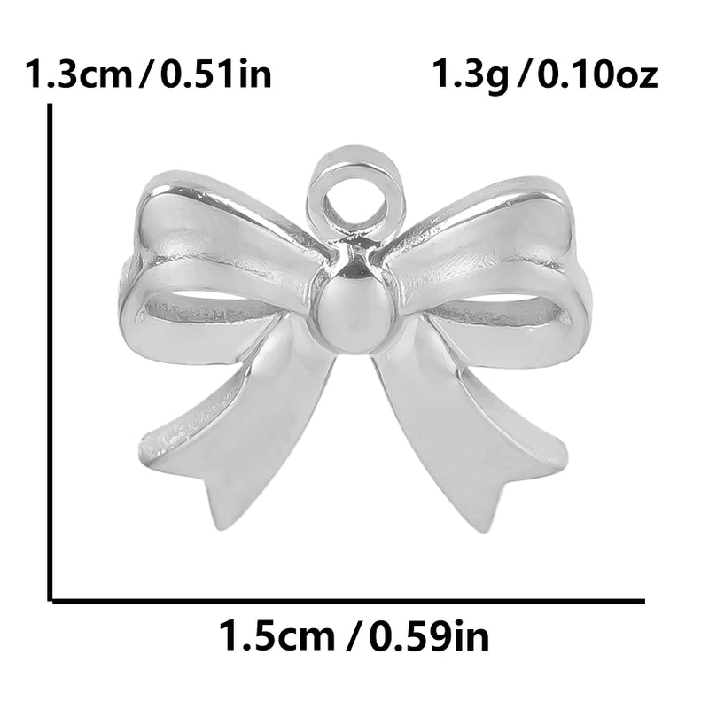 5 Pieces 28*20mm 28*42mm 33*29mm 304 Stainless Steel 18K Gold Plated Bow Knot Polished Pendant