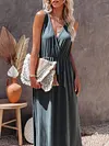 Solid Color Sleeveless Maxi Dress
