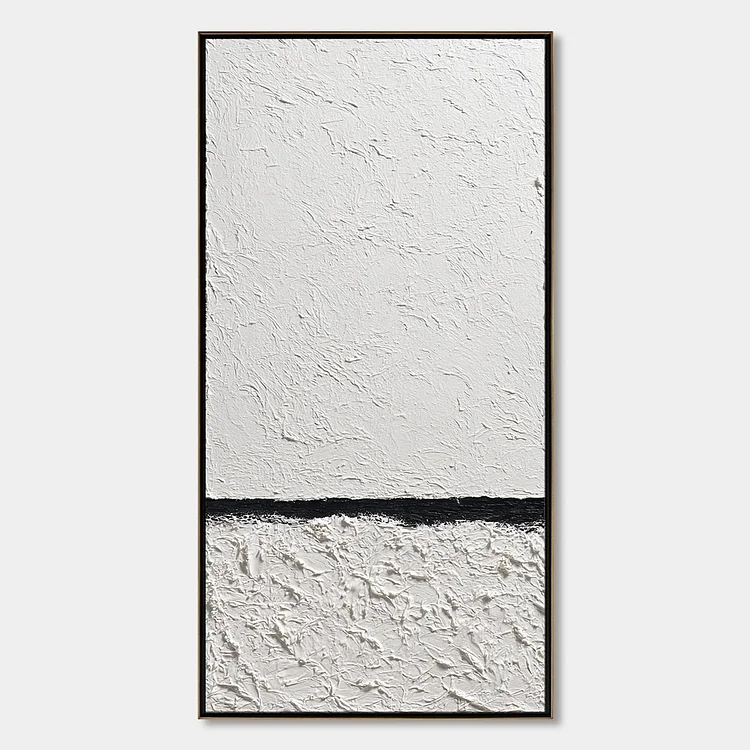 EQUILIBRIUM: Textured Black and White Minimalist Painting（Canvas painting）
