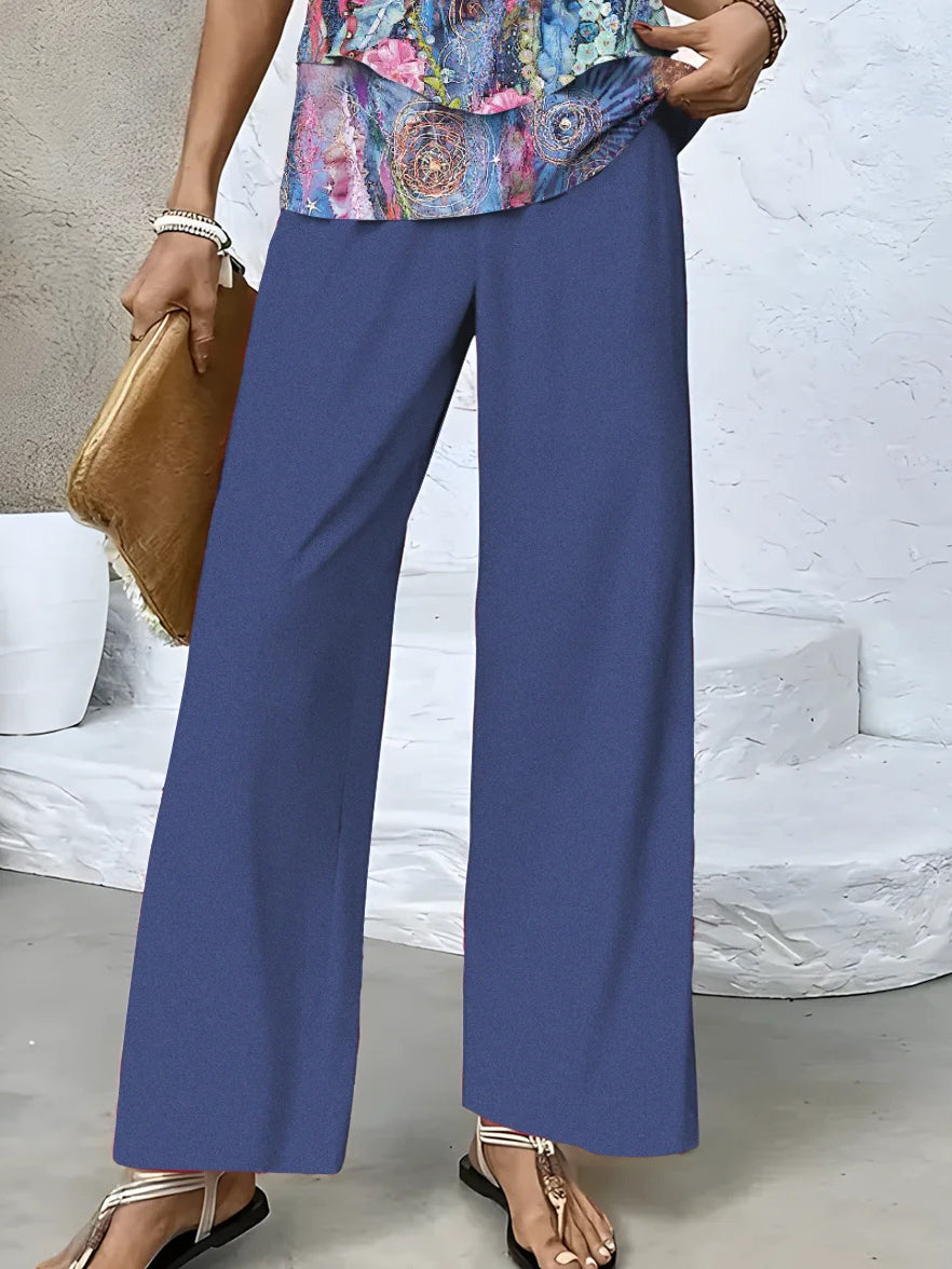 Women's Sleeveless Square Collar Graphic Printed Casual Set