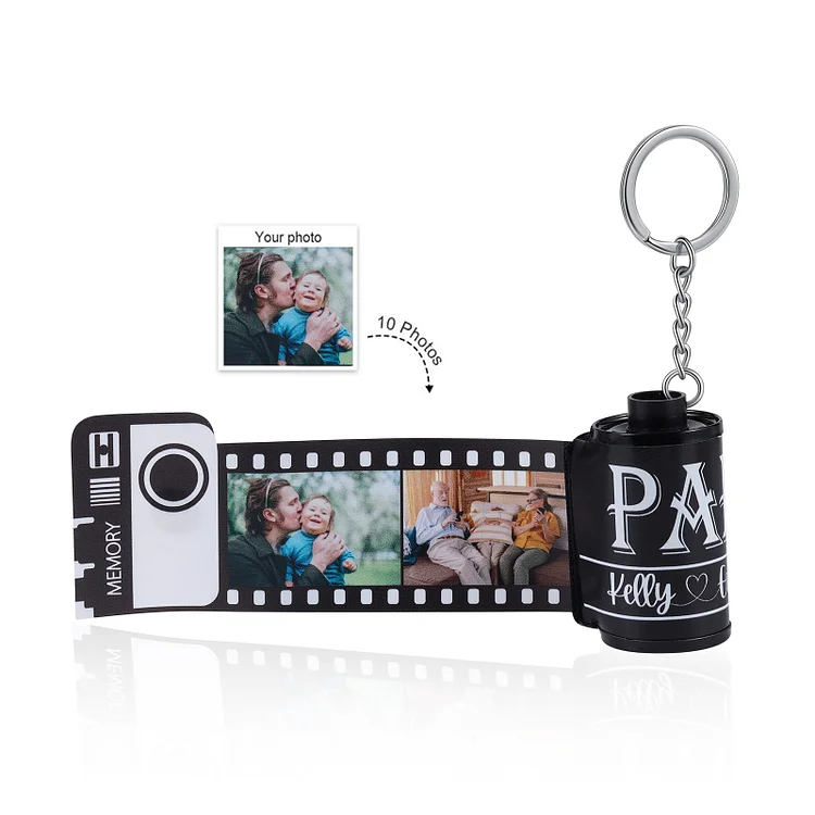Personalized 10 Pictures Photo Film Camera Roll Keychain Father's Day Gift
