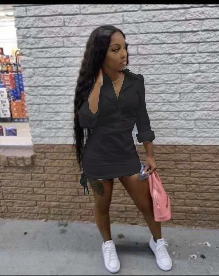 Uveng Glamorous Temperament Commute Women's Shirt Deep Dress