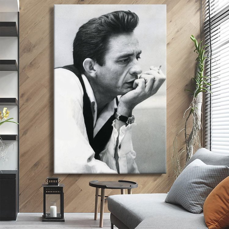 Johnny Cash Retro Images Archive Canvas Wall Art