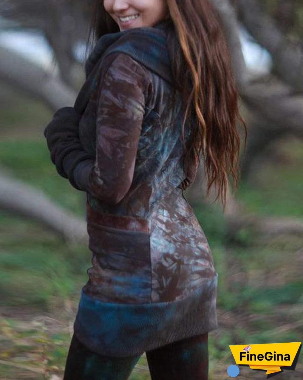 Women's Retro Dyed Hooded Slim-Fit Hoodie