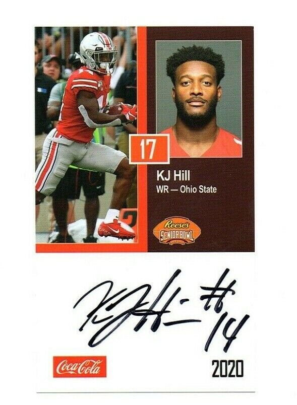 K.J. Hill Ohio State Buckeyes Signed Autograph 2020 Senior Bowl Football Card KJ