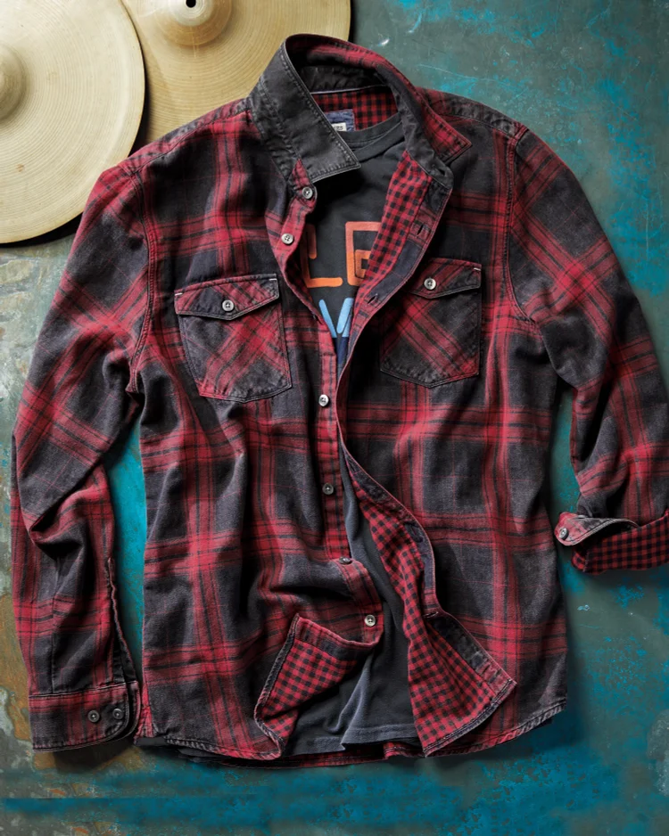 Fashion all-match Christmas red plaid shirt