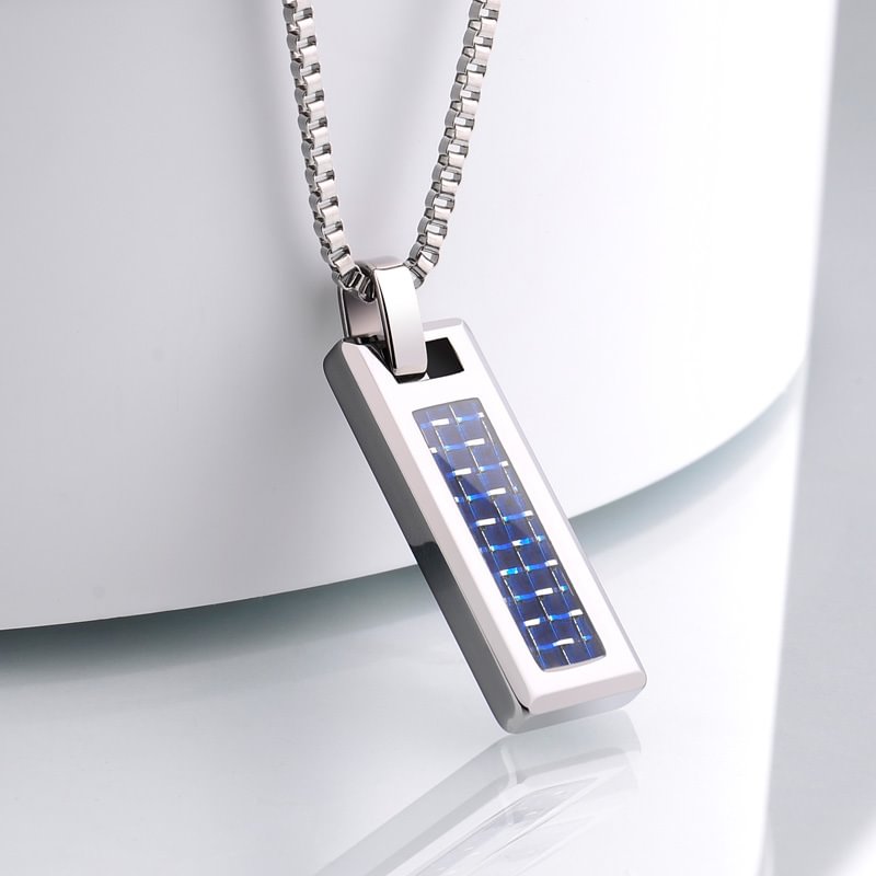 Women's Or Men's Jewelry Fashion Men's Tungsten Pendants Blue Carbon Fiber Inlay With Necklace Jewelry Gifts For Mens And Womens