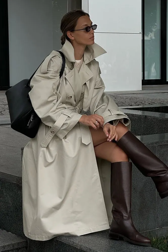Belted Long Line Vintage Trench Overcoat