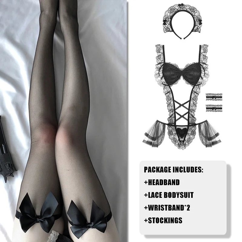 Japanese Maid Cosplay Sexy Costumes Perspective Lingerie Underwear Servant Classical Erotic Lace Outfit Sexy Dress For Women New