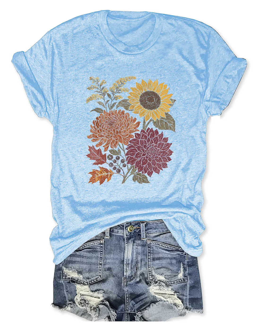Fall Floral Sunflower Dahlia T-shirt