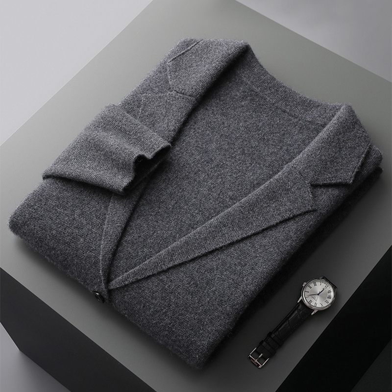 Men's Merino Wool Cardigan With Pockets REAL SILK LIFE