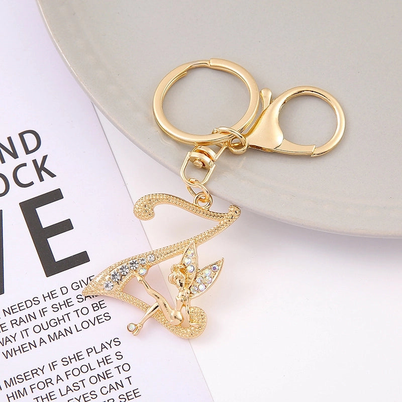 Minimalist Letter Zinc Alloy Diamond Unisex Bag Pendant Keychain