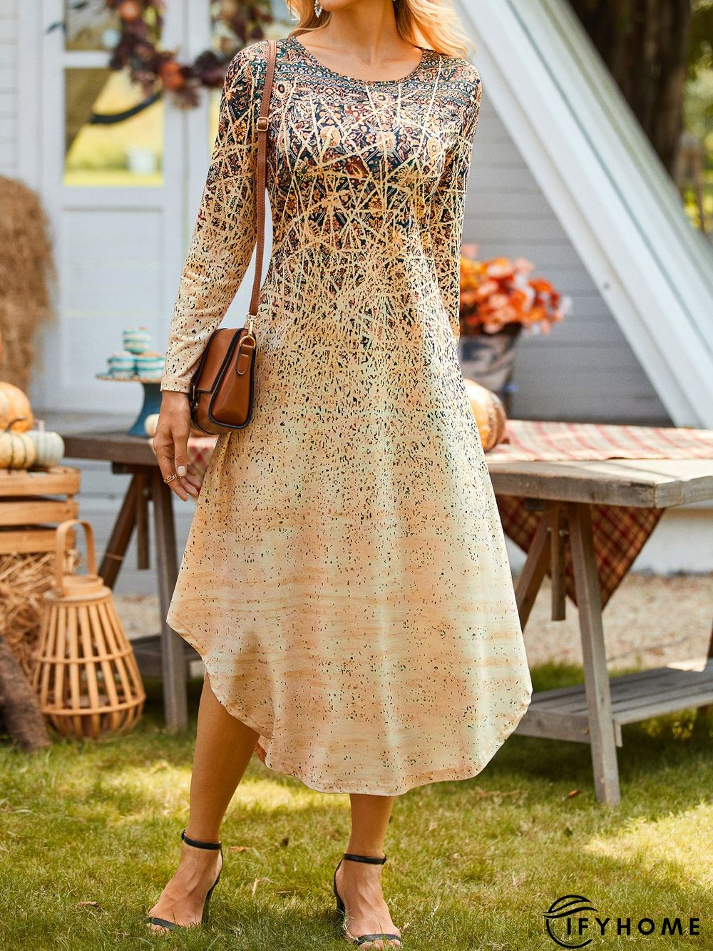 Casual Crew Neck Jersey Dress | IFYHOME