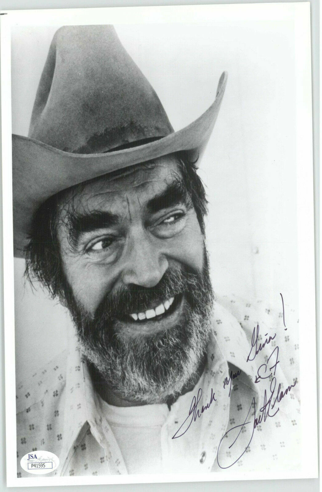 JACK ELAM, ACTOR (DECEASED) SIGNED INSCRIBED 8X10 JSA AUTHENTICATED P41595