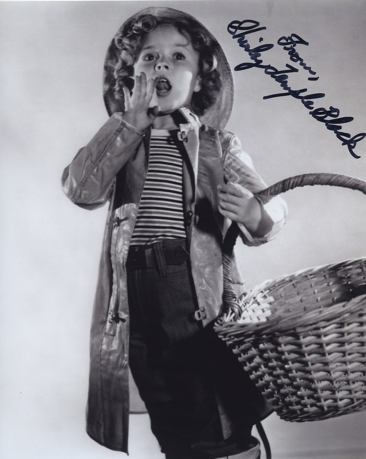 SHIRLEY TEMPLE CUTE HAND SIGNED AUTOGRAPHED BW Photo Poster painting WE WANT SHIRLEY!!!