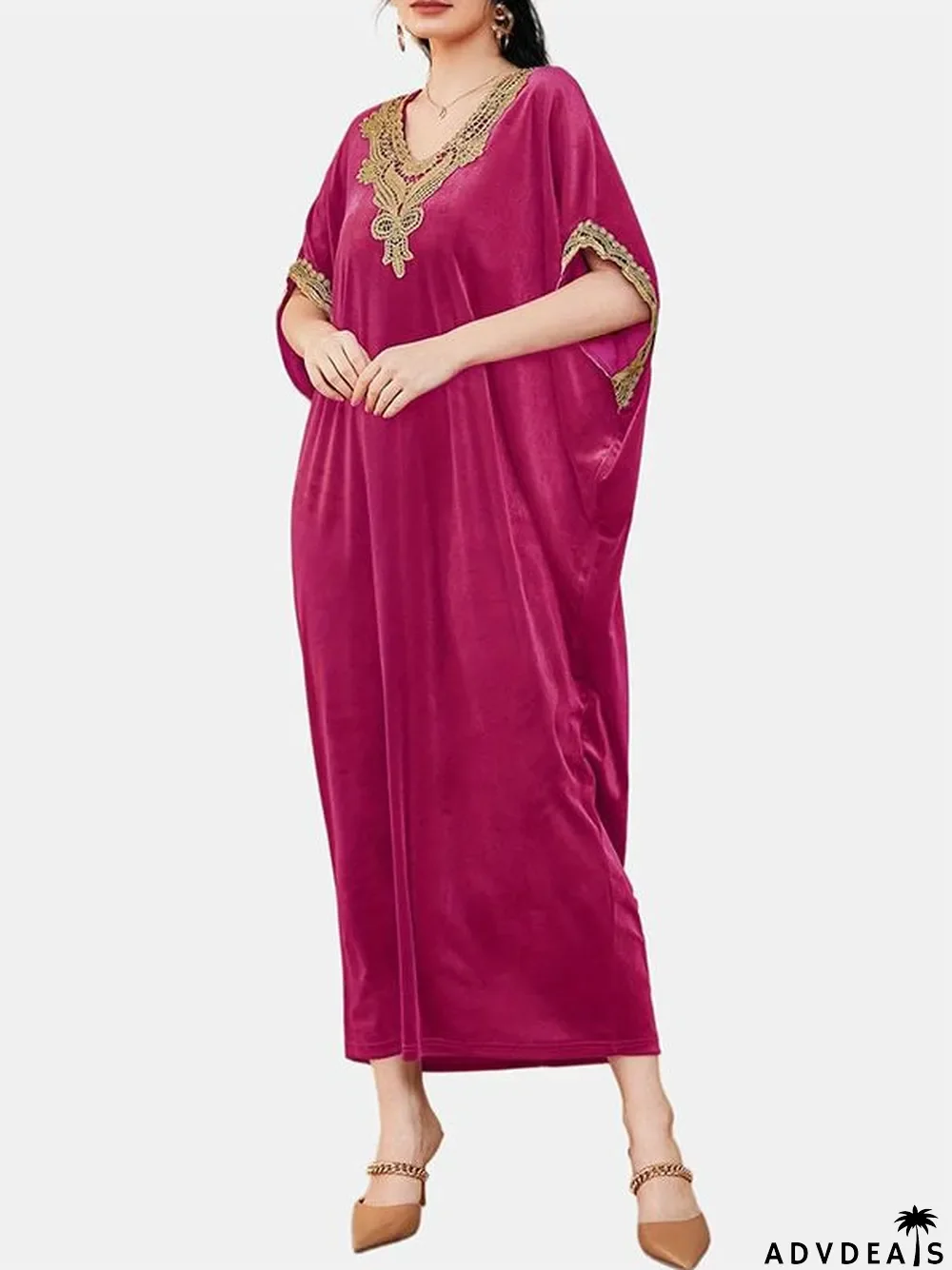 Long Muselin velvet long dress loose women's robe dress