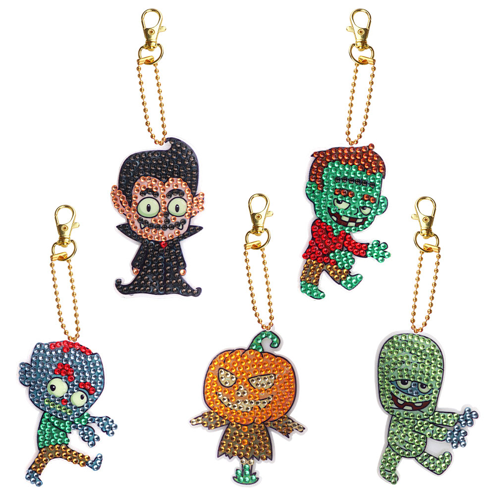 

5pcs Halloween Double Sided - 5D DIY Craft Keychain, 501 Original