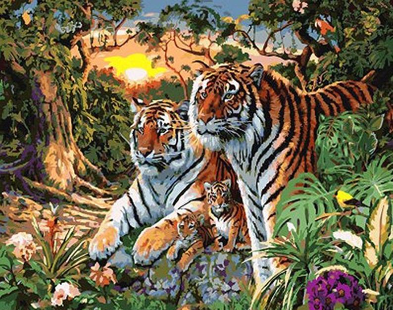

Tiger Family – Paint By Numbers - 40*50CM, 501 Original