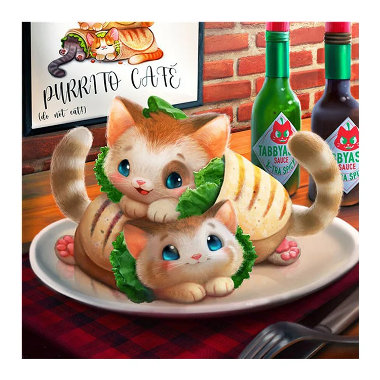 Full Round Diamond Painting - Cute Dessert Cat 30*30CM