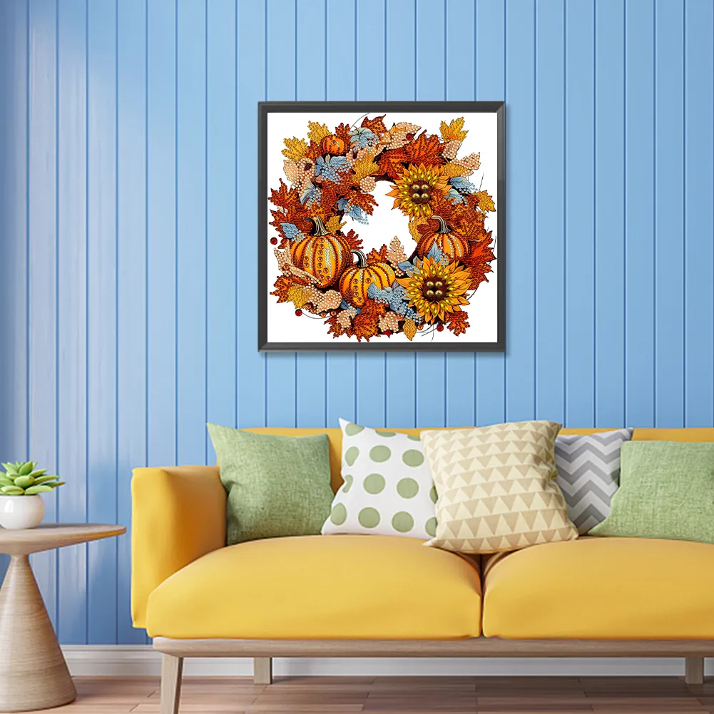Diamond Painting - Partial Special Shaped Drill - Pumpkin Wreath(Canvas|30*30cm)